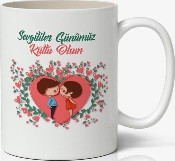 Sevgililer Günümüz Kutlu Olsun Baskılı Kupa Bardak Baskılı Kahve Kupa Bardak Mod1 - Image 1
