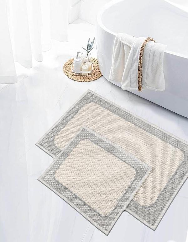 Naturel Pamuklu Kilim Yıkanabilir Banyo Paspası Seti 2'li Klozet Takımı 60x100-50x60cm 7034 - Image 1