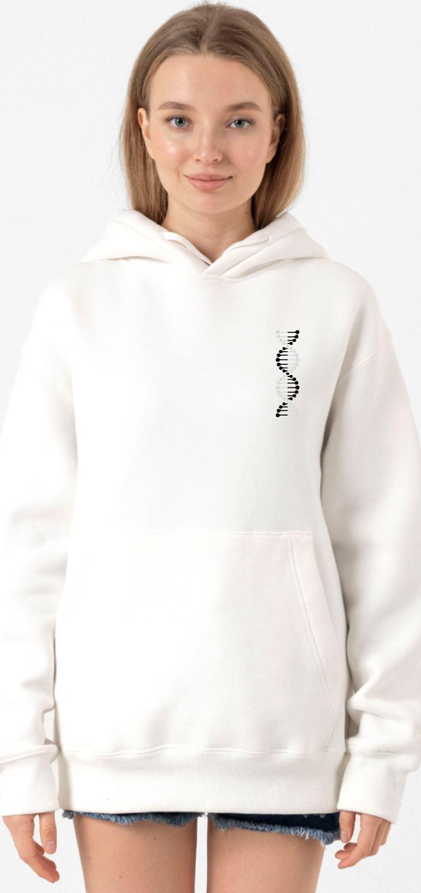 Siyah Beyaz Dna Beyaz Kadın 3ip Kapşonlu Sweatshirt - Image 1