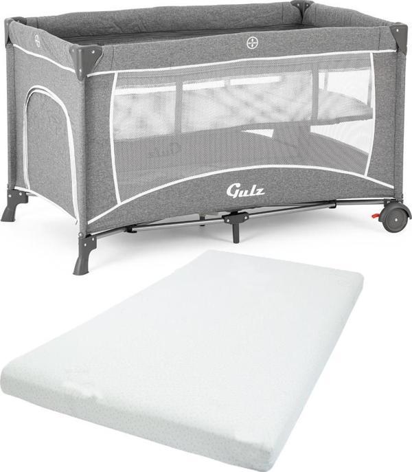 Gulz Raftel Oyun Parkı Bebek Beşik 70x120 Cm + Visco Yatak Light Grey - Image 1