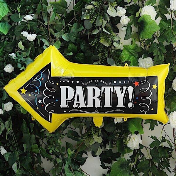 Party! Yazılı Ok İşareti Şeklinde Folyo Balon Sarı Siyah Renk 86 x 50 cm 1 Adet Bride Hawa hallo retr   - Image 1