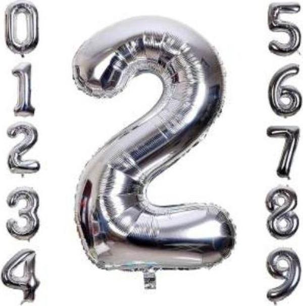 Gümüş Rengi Folyo Rakam Balon 1 Metre - Image 1