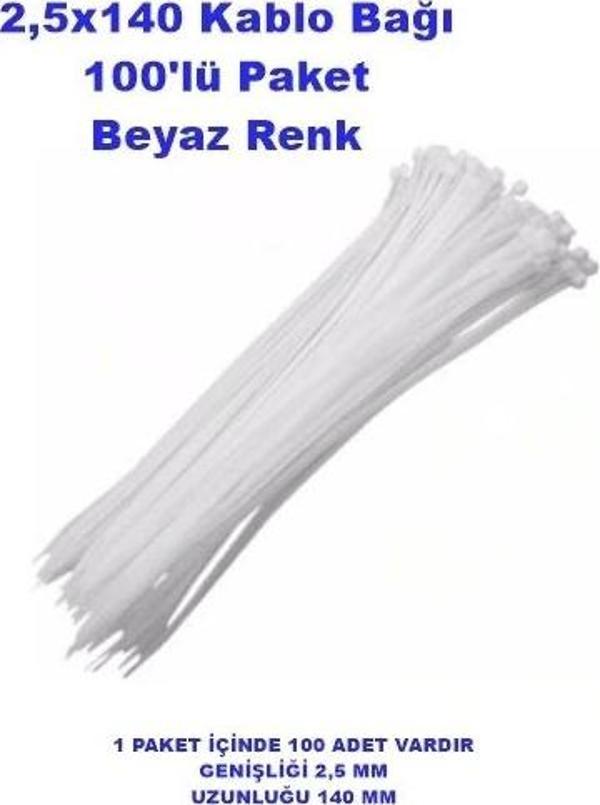 Pemsan Kablo Bağı 2,5x140 Beyaz (100 Adet) - Image 1