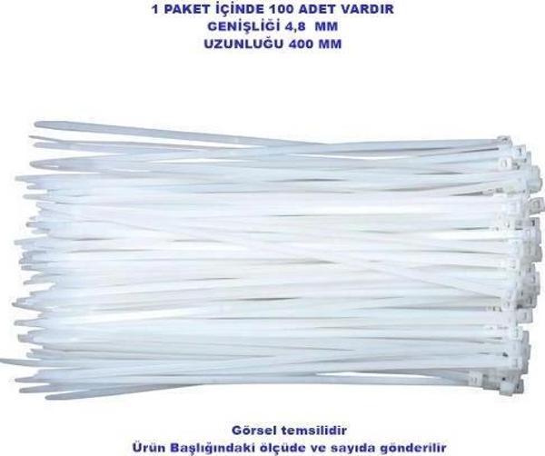 PEMSAN - IŞILDAR Klips Kablo Bağı 4,8x400 BEYAZ (100 Adet) Kablo Cırtı - Image 1
