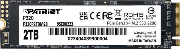 Patriot P320 2TB 3000/2200MB/s NVMe M.2 SSD Disk (P320P2TBM28) - Image 1