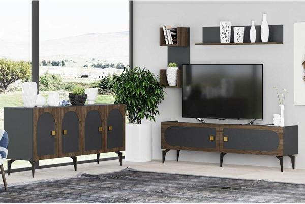 Demonte Decor Owenn Tv Üni̇Tesi̇,Konsol 2'Li̇ Salon Takimi Antrasi̇T-(Cevi̇Z Desen) - Image 1