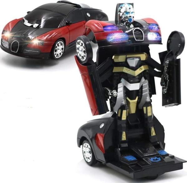Robota Dönüşebilen Bugatti Araba Işıklı Sesli Müzikli Kendi Kendine Gezen Pilli Oyuncak 20 Cm. - Image 1