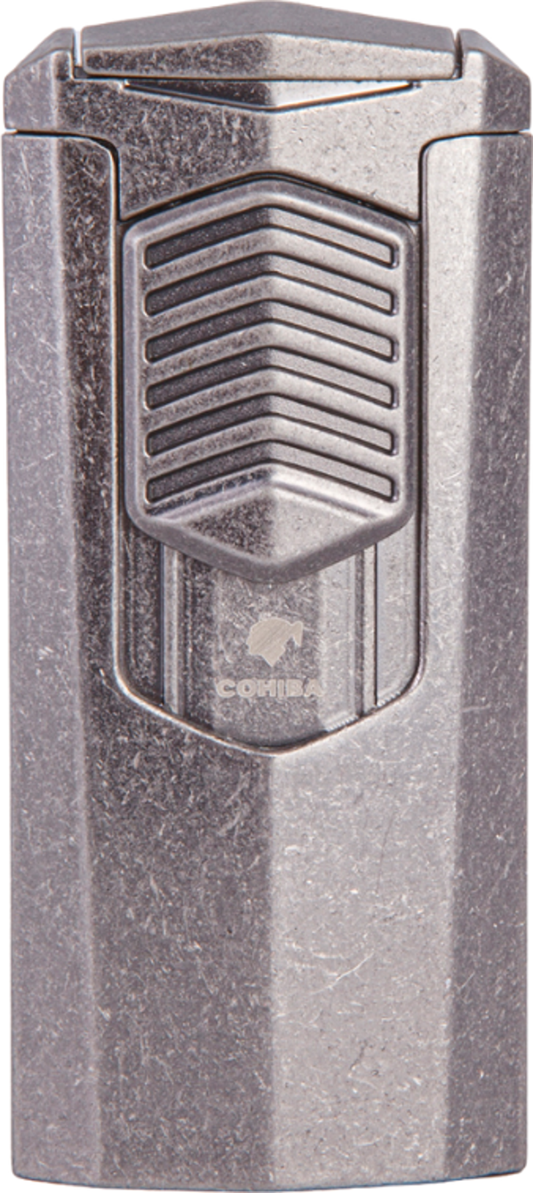Cohiba 3 Torch Pürmüz Fırçalı Gümüş Metal Puro Çakmağı - Image 1