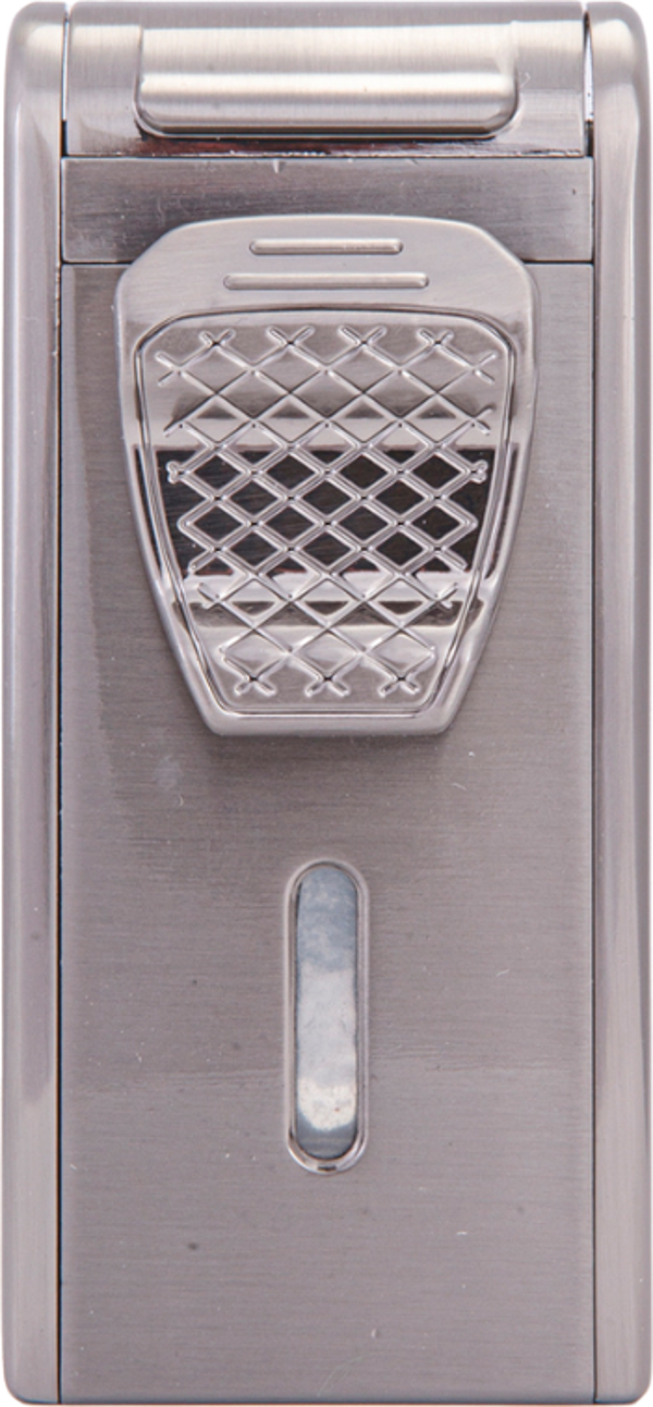 Parmida Çift Torch Pürmüz Parlak Gümüş Metal Puro Çakmağı - Image 1