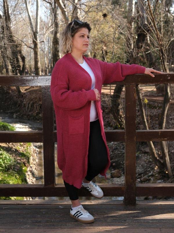 Sayzen Kadın Triko Hırka 110 Cm Fuşya Standart - Image 1