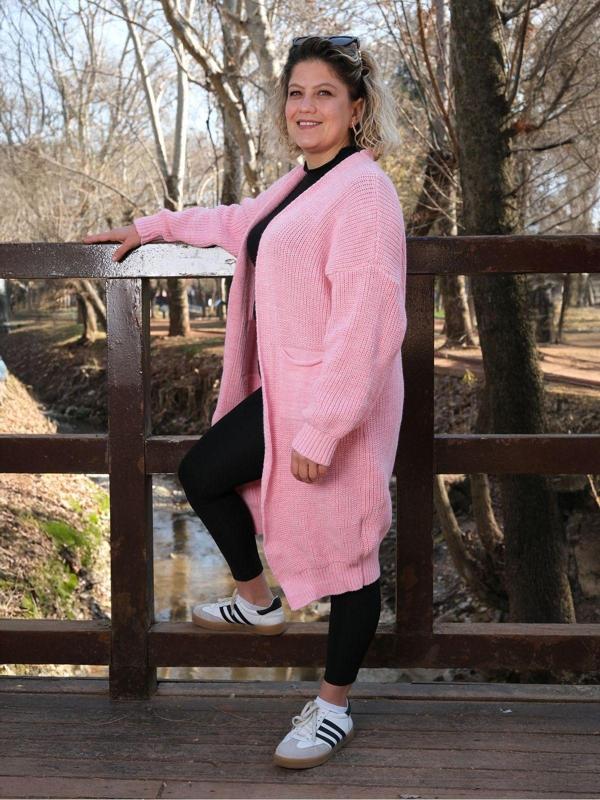 Sayzen Kadın Triko Hırka 110 Cm Pembe Standart - Image 1