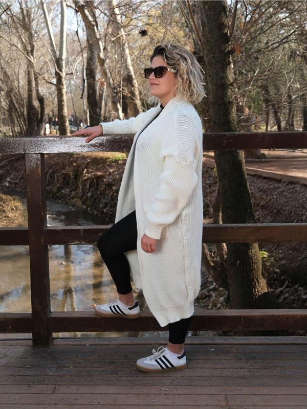 Sayzen Kadın Triko Hırka 110 Cm Beyaz Standart - Image 1