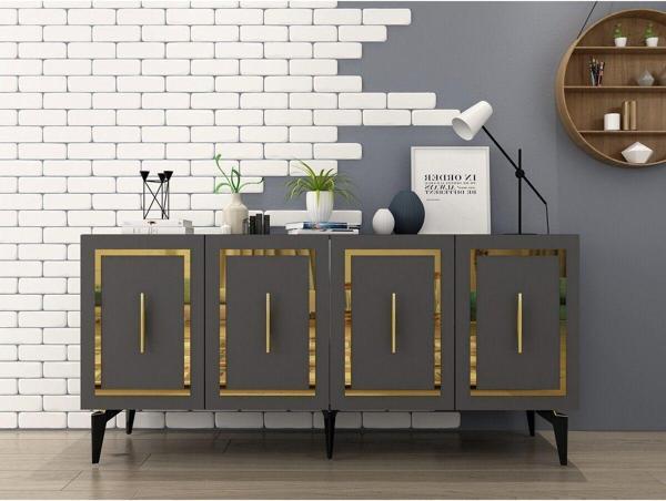 Demonte Decor Vannessa Lazer Desenli̇ Pleksi̇Li̇ Konsol Antrasi̇T-Altin - Image 1