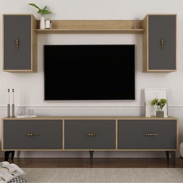 Demonte Decor Zeusdh 180 Cm Tv Üni̇Tesi̇ Takimi Safi̇Rmeşe Antrasi̇T - Image 1