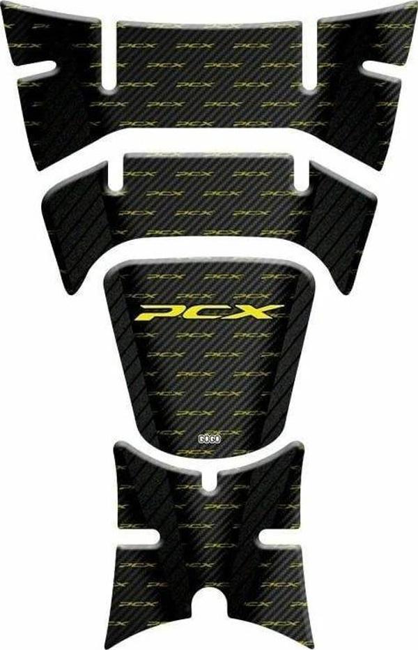 Gogo Tank Pad 020 Pcx 125-150 2018-2020 Siyah Karbon - Sarı - Image 1
