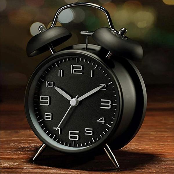 Valkyrie Sessiz Akar Saniyeli 16cm Alarm Masa Çalar Saat Yüksek Zil Sesi Büyük Boy Siyah - Image 1
