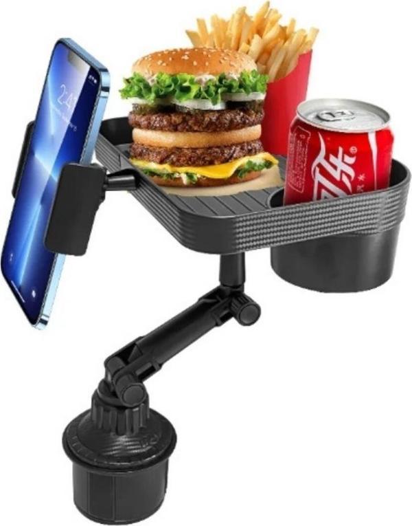 Cosmostech Universal Araba Bardak Telefon Tutucu Stand , 360 Derece Dönebilen Araba Masası , Telefon için Arabada Yiyece - Image 1