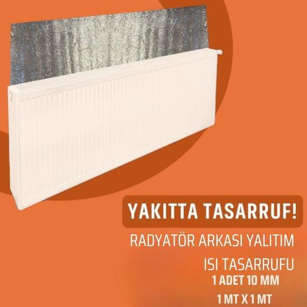 RADYATÖR  ARKASI TEK TARAFI FOLYOLU ISI YALITIM LEVHASI 10 MM ( EN : 1 MT BOY: 1 MT ) 1 ADET - Image 1