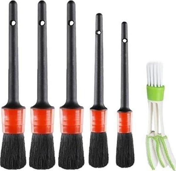 Zhltools Yumuşak Kıllı İç Ve Dış Temizlik İçin 5+1 Detaylı Araç Oto Temizlik Bakım Fırça Seti - Image 1