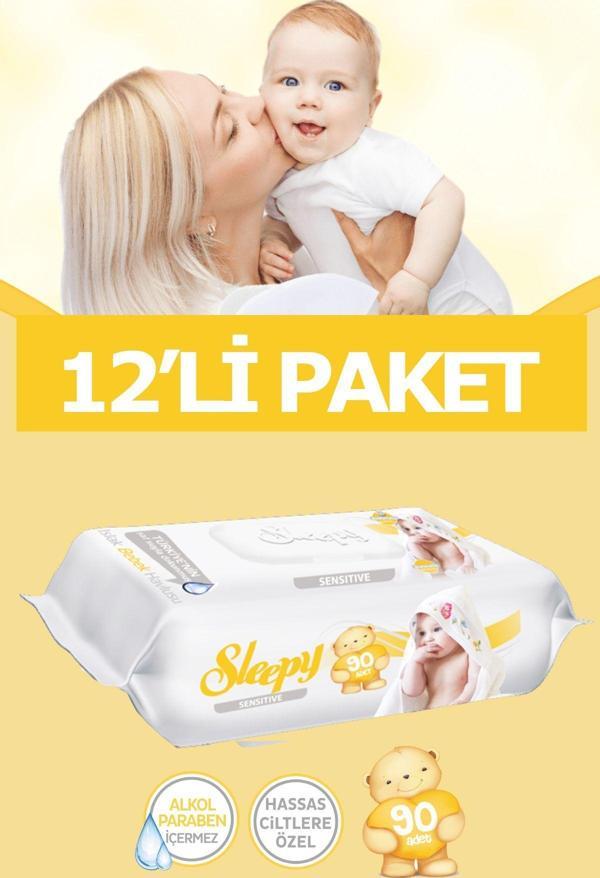 Sleepy Sensitive Islak Havlu - Bebek Islak Mendili 90 'Lı 12 Adet - Image 1
