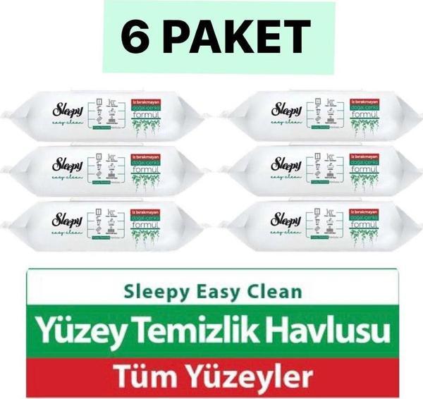 Sleepy Easy Clean Beyaz Sabun Katkılı Yüzey Temizlik Havlusu 100'Lü 6 Paket - Image 1