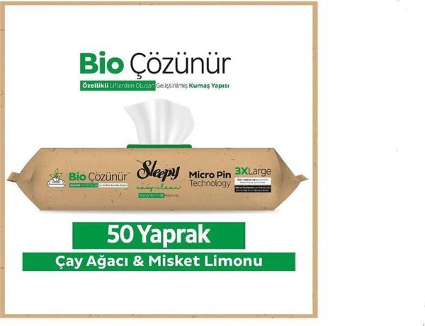 Sleepy Easy Clean Bio Çözünür Çay Ağacı Ve Misket Limonu Yüzey Temizlik Havlusu 50 Yaprak 3Xl - Image 1