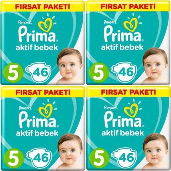Prima Bebek Bezi 5 Beden 184 Adet (46X4 Lü) Fırsat Paket Aktif Bebek 11 - 16 Kg - Image 1
