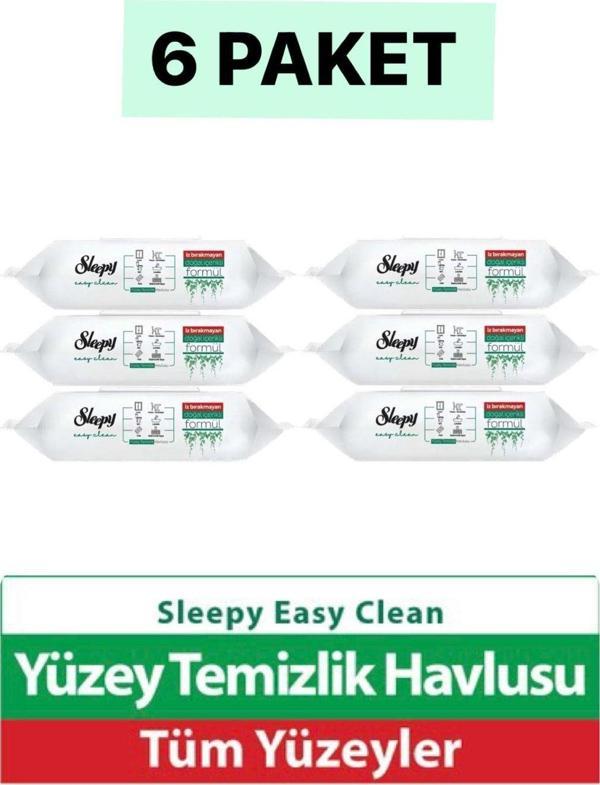 Sleepy Easy Clean Yüzey Temizlik Havlusu 100 Yaprak Plastik Kapaklı (6 Lı Set) 600 Yaprak - Image 1