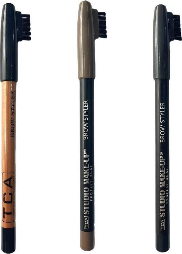 Tca Studio Make-Up 3 Adet Renkli Kaş Şekillendirici Fırçalı Kaş Kalemi Kaş Fırçası - Image 1