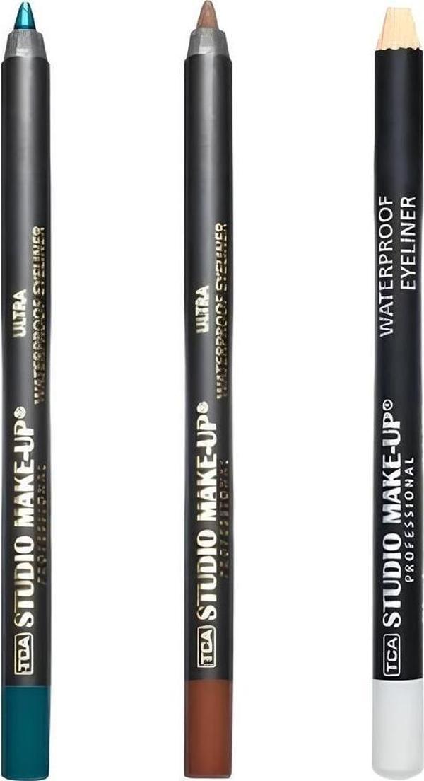 Tca Studio Make-Up 3'Lü Renkli Ultra Waterproof Eyeliner Göz Kalemi Seti - Image 1