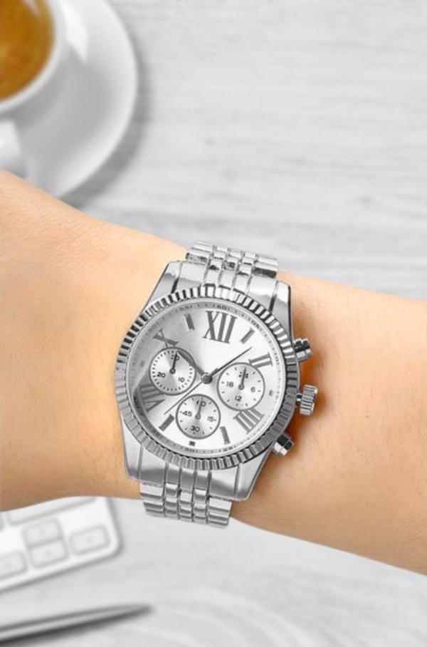 Polo55.Sport.1855 Dekoratif Göstergeli Gümüş Metal Kordon Unisex Kol Saati - Image 1
