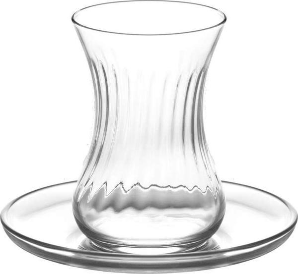 Lav demet optikli çay seti takımı  - 12 prç. çay bardağı tabağı seti - Image 1