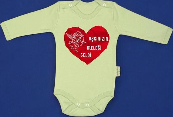 %100 Pamuk Aşkınızın Meleği Geldi Baskılı Zıbın & Body - Image 1