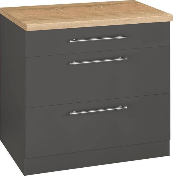 Tdesigno Aysel Mutfak Çekmeceli Alt Modül 80 Cm Antrasit - Tezgah Dahil - Image 1