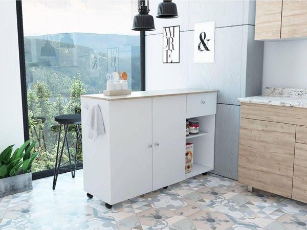 Tdesigno Alya Alt Modül 120 Cm Beyaz Tezgah Dahil-Tekerlekli - Image 1
