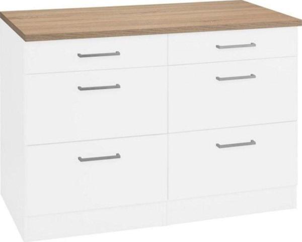 Tdesigno Ares Mutfak 6 Çekmeceli Alt Modül 120 Cm Beyaz Tezgah Dahil - Image 1
