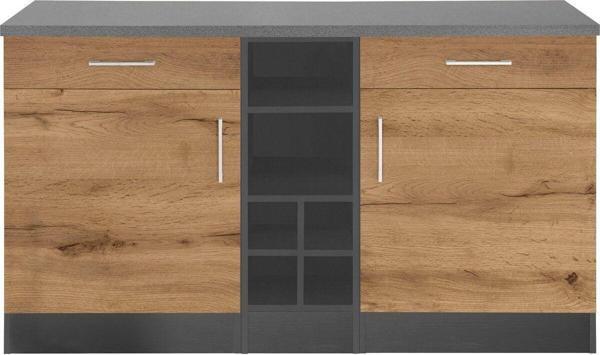 Tdesigno Katya Mutfak Adası Alt Modül 150 Cm Antrasit-Atlantik Çam -Tezgah Dahil - Image 1