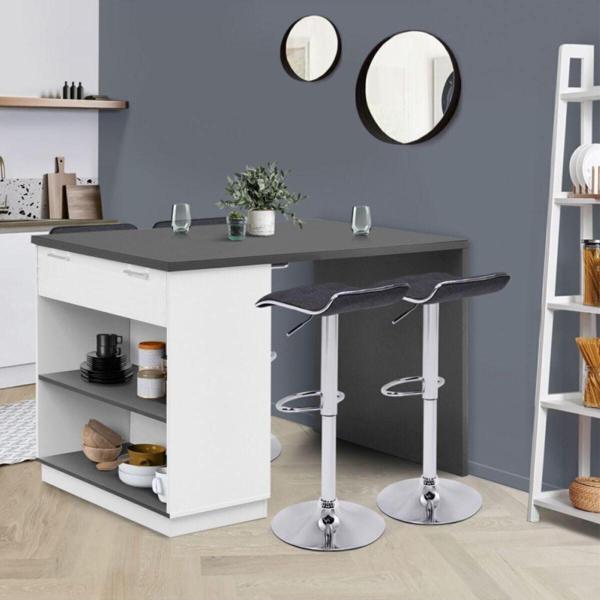 Tdesigno Milena Mutfak Adası - Alt Modül 140 Cm Beyaz - Antrasit - Image 1