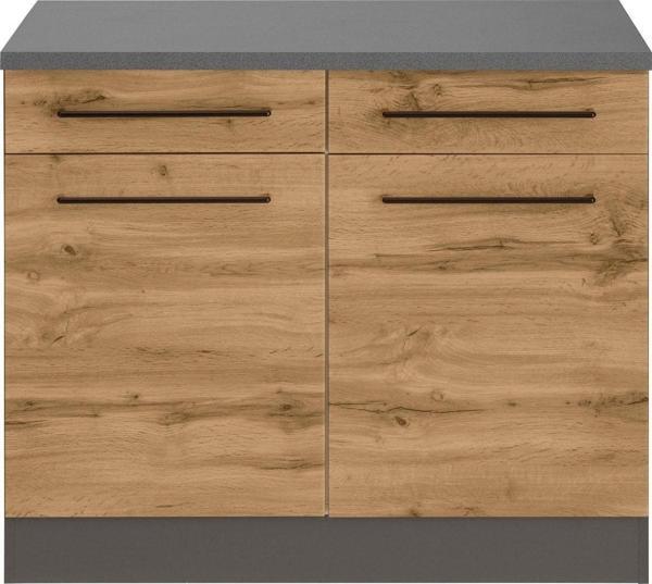 Tdesigno Odin Mutfak Çekmeceli Alt Modül - Dolap 120 Cm Antrasit-Meşe/ Tezgah Dahil - Image 1
