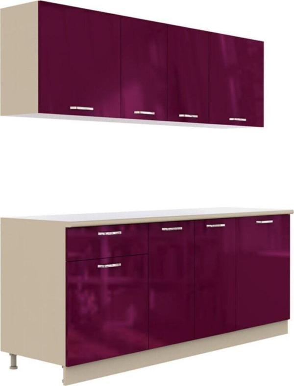 Tdesigno Rana Hazır Mutfak Dolabı 200 Cm–Parlak Mürdüm – - Image 1