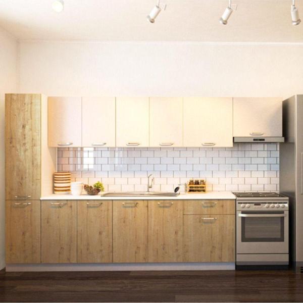 Tdesigno Tunay Hazır Mutfak Dolabı Kiler Dahil 320 Cm –safir Meşe Ve Beyaz - Tezgah Dahil Değil - Image 1