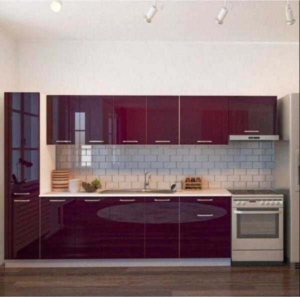 Tdesigno Sıla Hazır Mutfak Dolabı Kiler Dahil 320 Cm – Parlak Mürdüm - - Image 1
