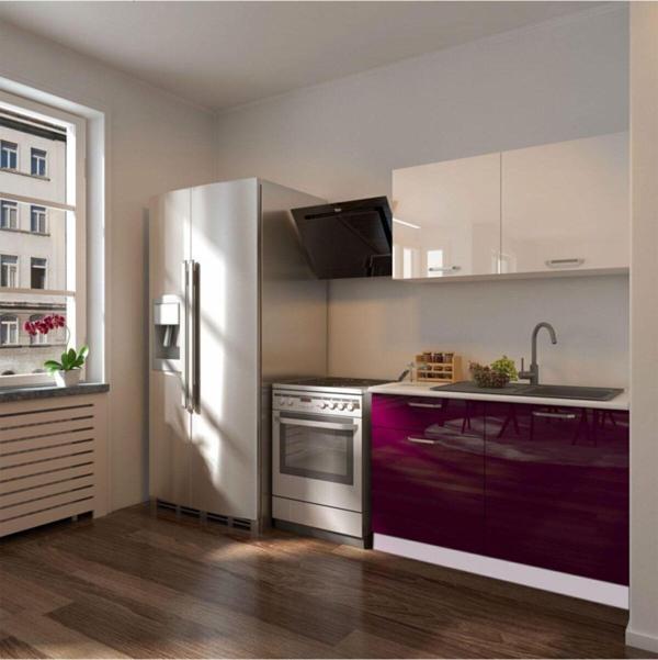 Tdesigno Anka Hazır Mutfak Dolabı 120 Cm - Parlak Mürdüm Ve Beyaz - - Image 1