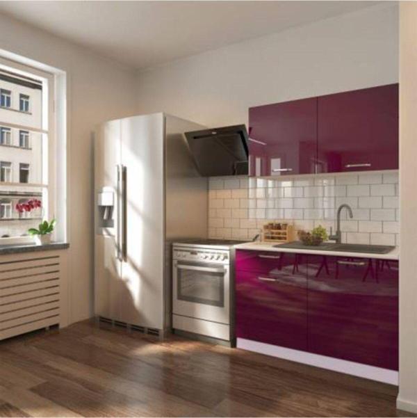 Tdesigno Bade Hazır Mutfak Dolabı 120Cm --Parlak Mürdüm - Image 1