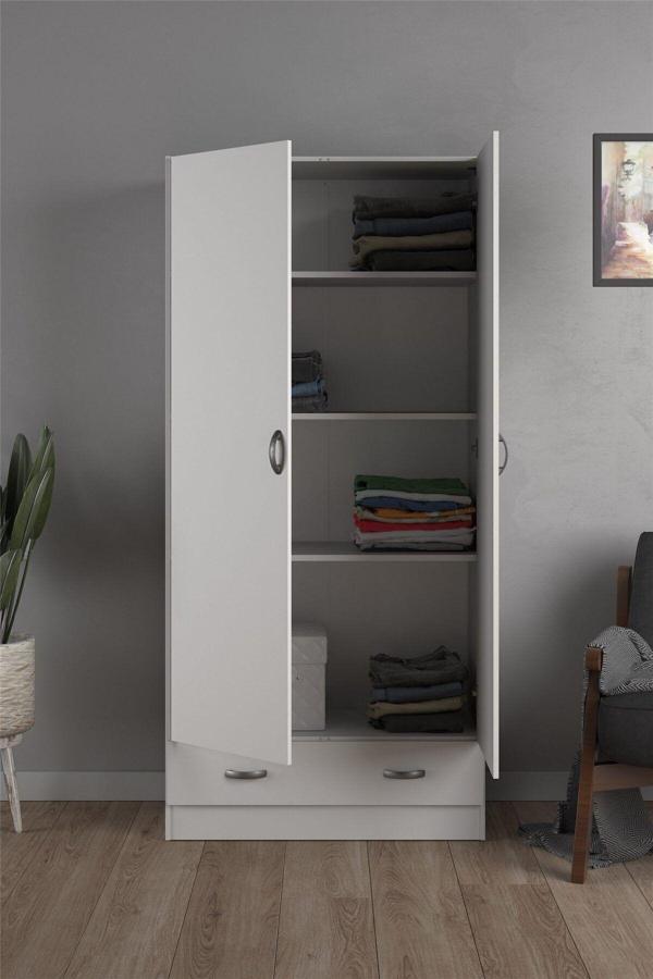 Tdesigno Aysu  Giyinme Dolabı - Çok Amaçlı Dolap - Gardırop 80 Cm-2 Kapaklı-1 Çekmeceli - Image 1