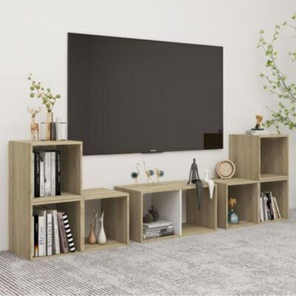 Tdesigno Tdesıgno Avcı Kitaplıklı Televizyon Sehpası - Ünitesi -Kitaplık-Beyaz 180 Cm 8 Raflı - Image 1