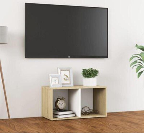 Tdesigno Tdesıgno Ay Televizyon Sehpası - Ünitesi -Kitaplık-Meşe Beyaz 72 Cm 2 Raflı - Image 1
