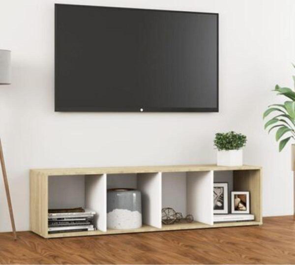 Tdesigno Tdesıgno Eda Televizyon Sehpası - Ünitesi -Kitaplık-Meşe Beyaz 144 Cm 4 Raflı - Image 1