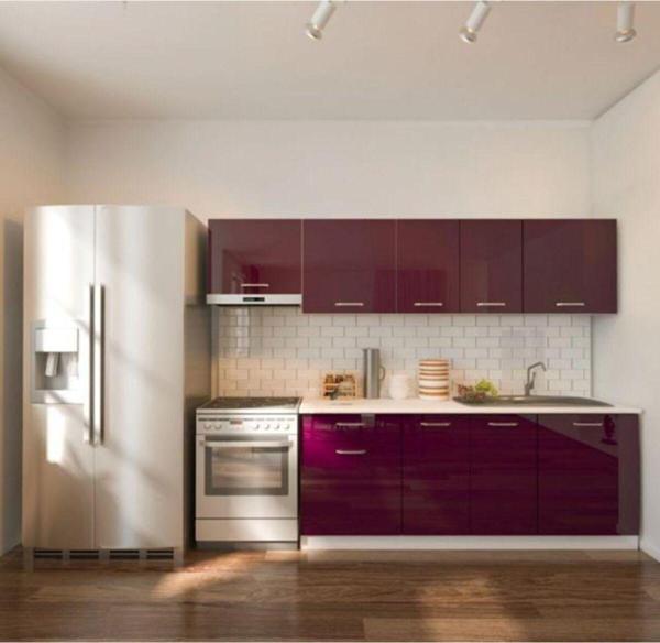 Tdesigno Nevin Hazır Mutfak Dolabı 260Cm-Tezgah Dahil Değil-Parlak Mürdüm - Image 1
