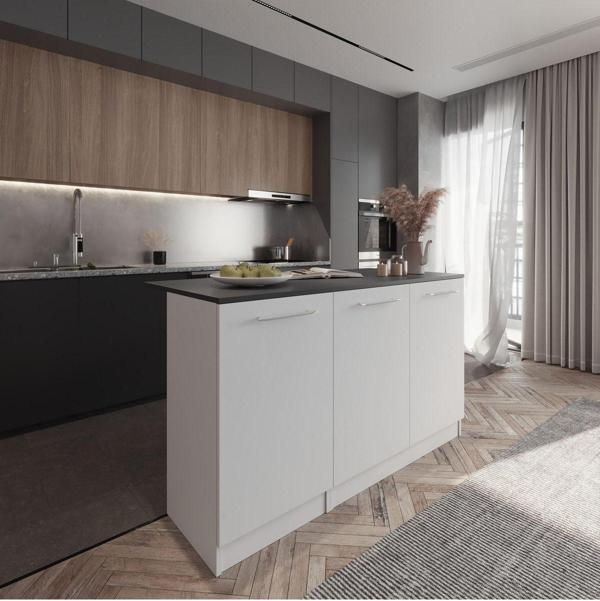 Tdesigno Rita Mutfak Adası Alt Modül 180 Cm Beyaz Tezgah Dahil - Image 1